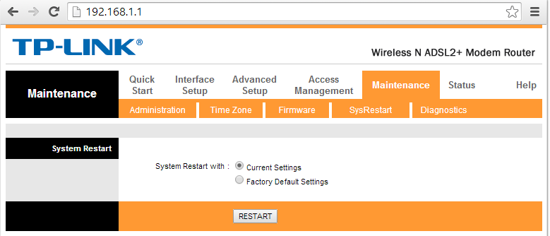 Tp-Link riavvio router