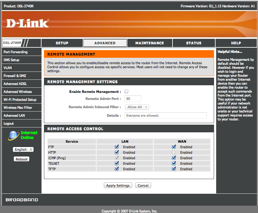 Soluzione dns dlink dsl-2740r passo 1